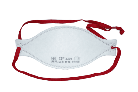 Респиратор трехпанельный О2 3303 FFP3 NRD без клапана выдоха, текстильная резинка с регулировкой