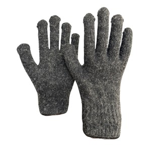 Перчатки утепленные полушерстяные, 30% шерсть / 70% акрил (серый/черный)